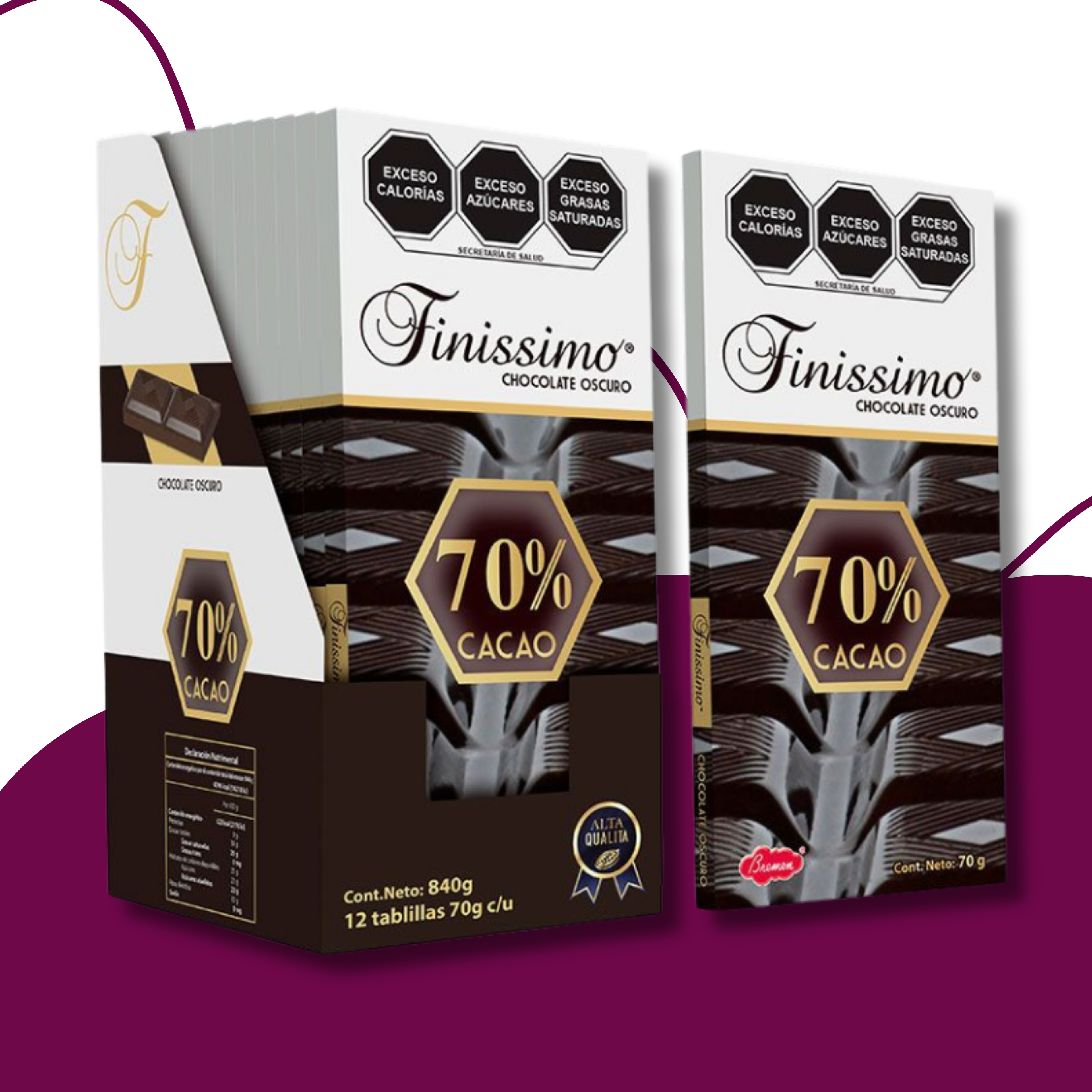 Finissimo 70% Cacao - 12 Tablillas con 70 g c/u