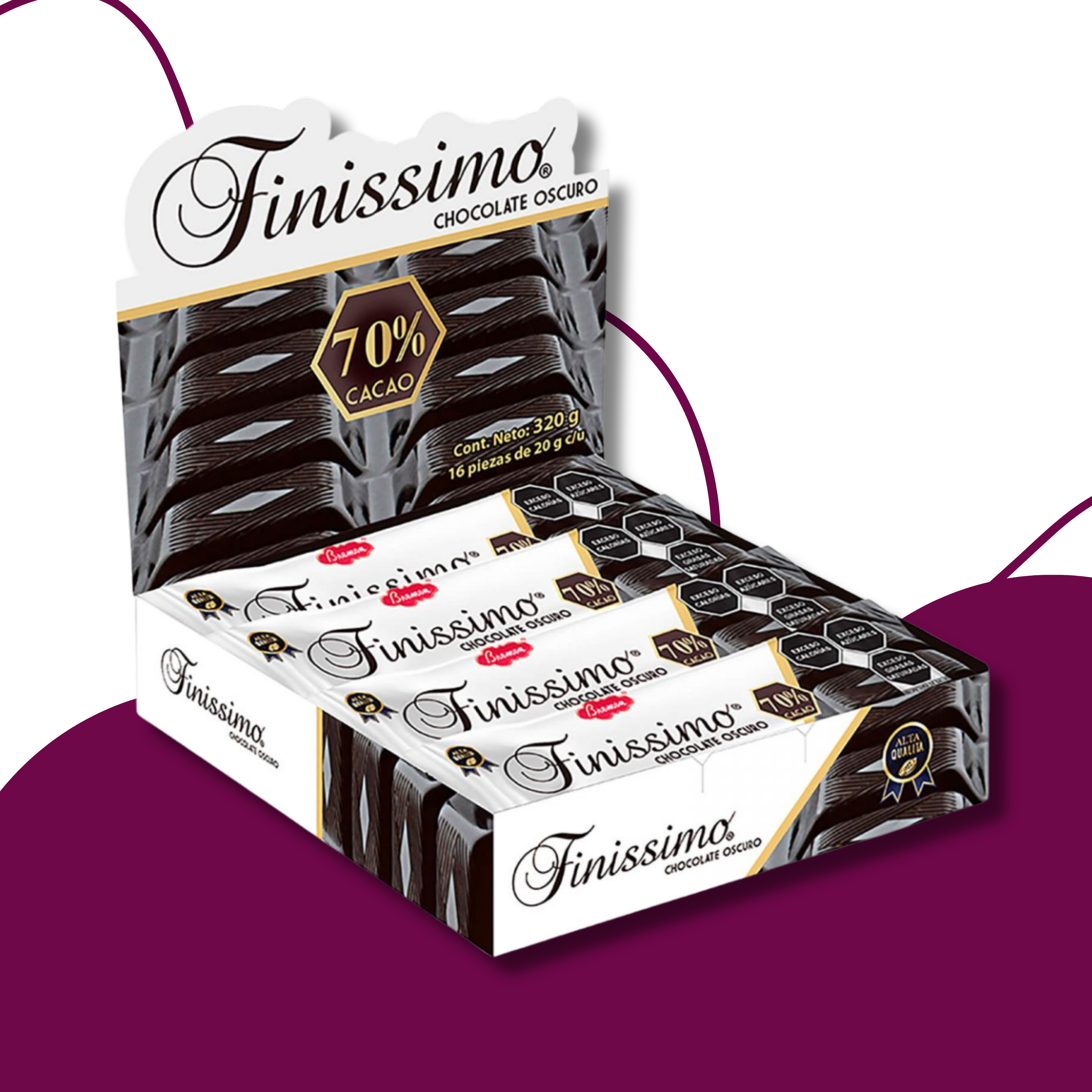 Finissimo 70% Cacao - Caja con 16 pzas. de 20 g c/u